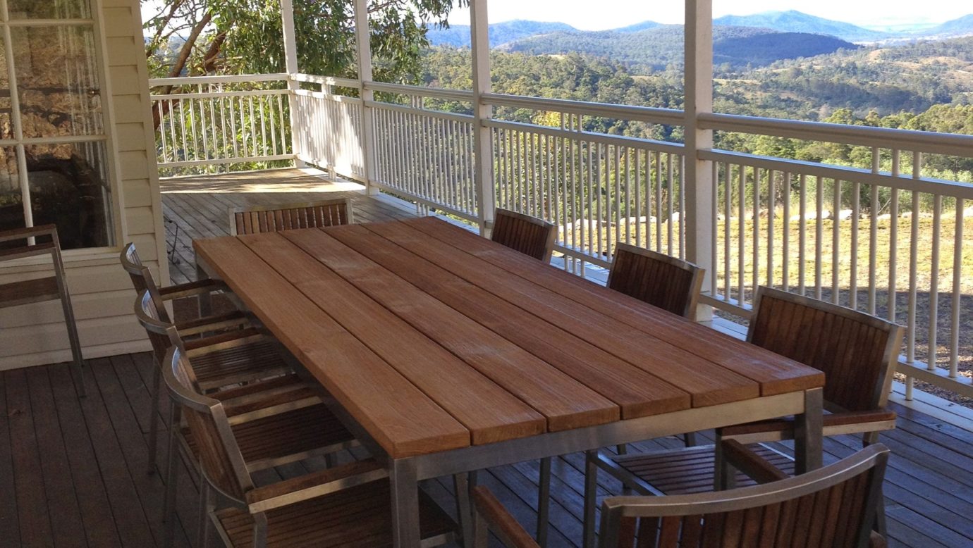 Back dining table with view toward Gold Coast