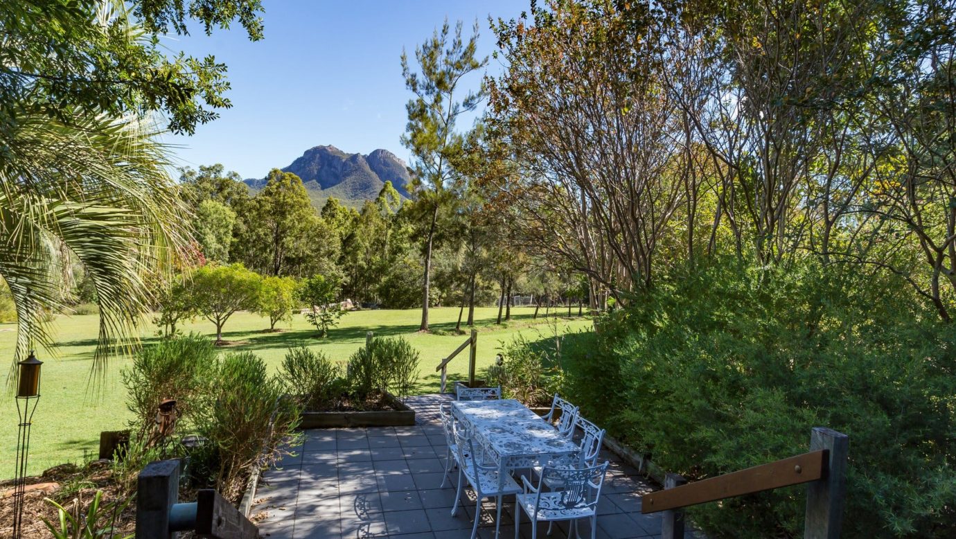 Enjoy the view of Mt Maroon from the Pavilion where you can hire our authentic outdoor pizza oven.
