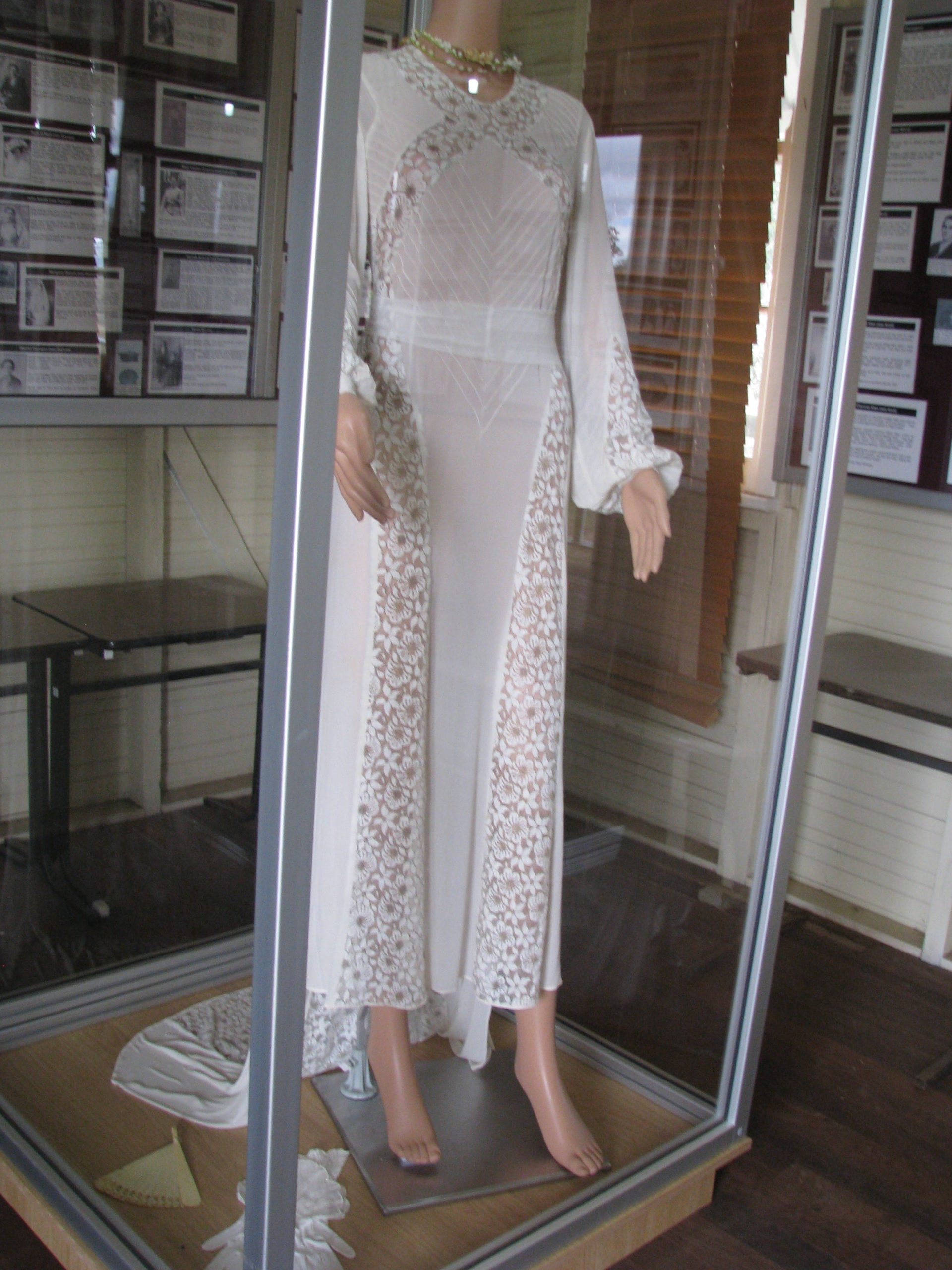 Wedding dress within the Rathdowney Visitor Information Centre