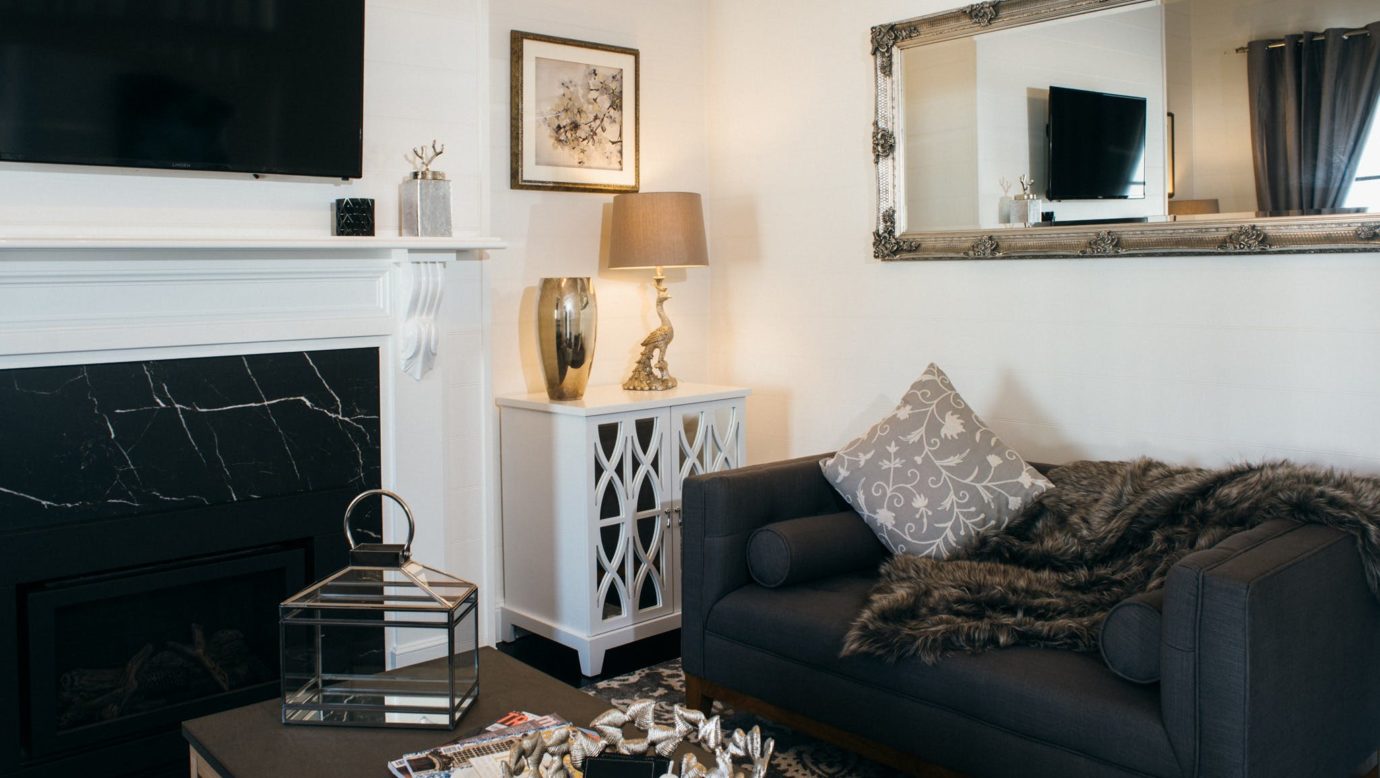 Luxurious fireplace in the front lounge-room