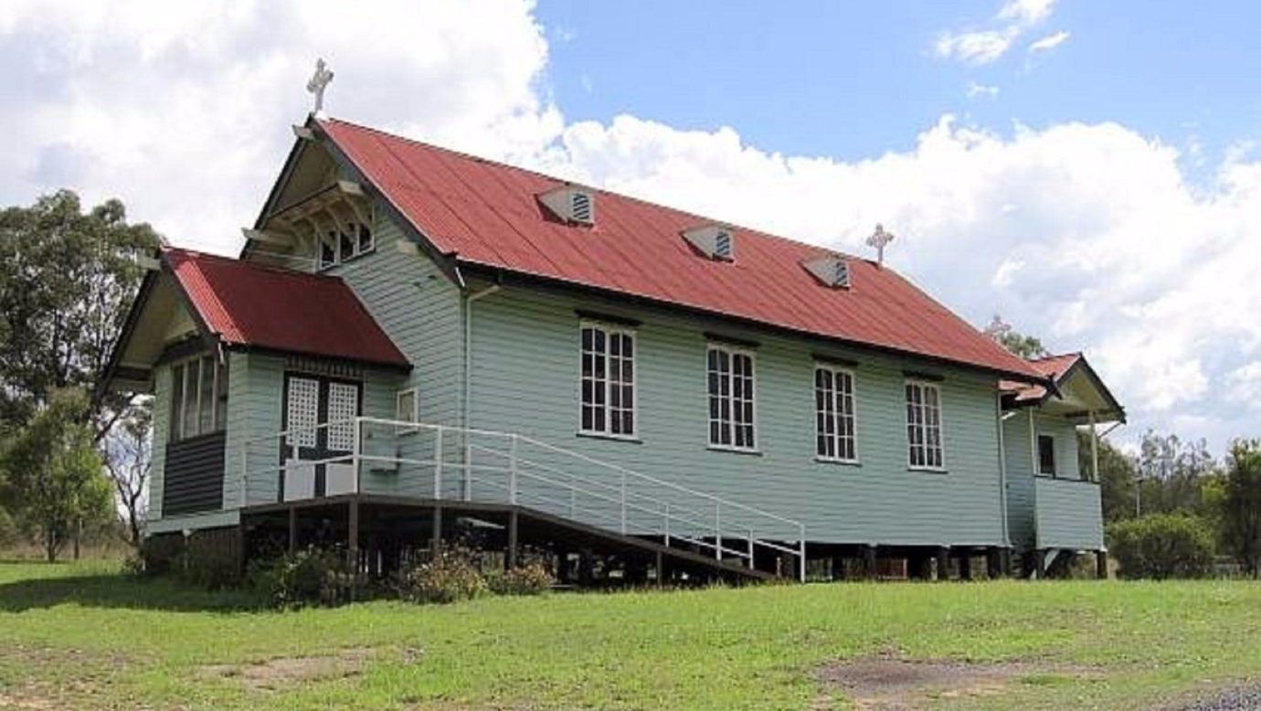 Exterior of the wooden Rathdowney Church