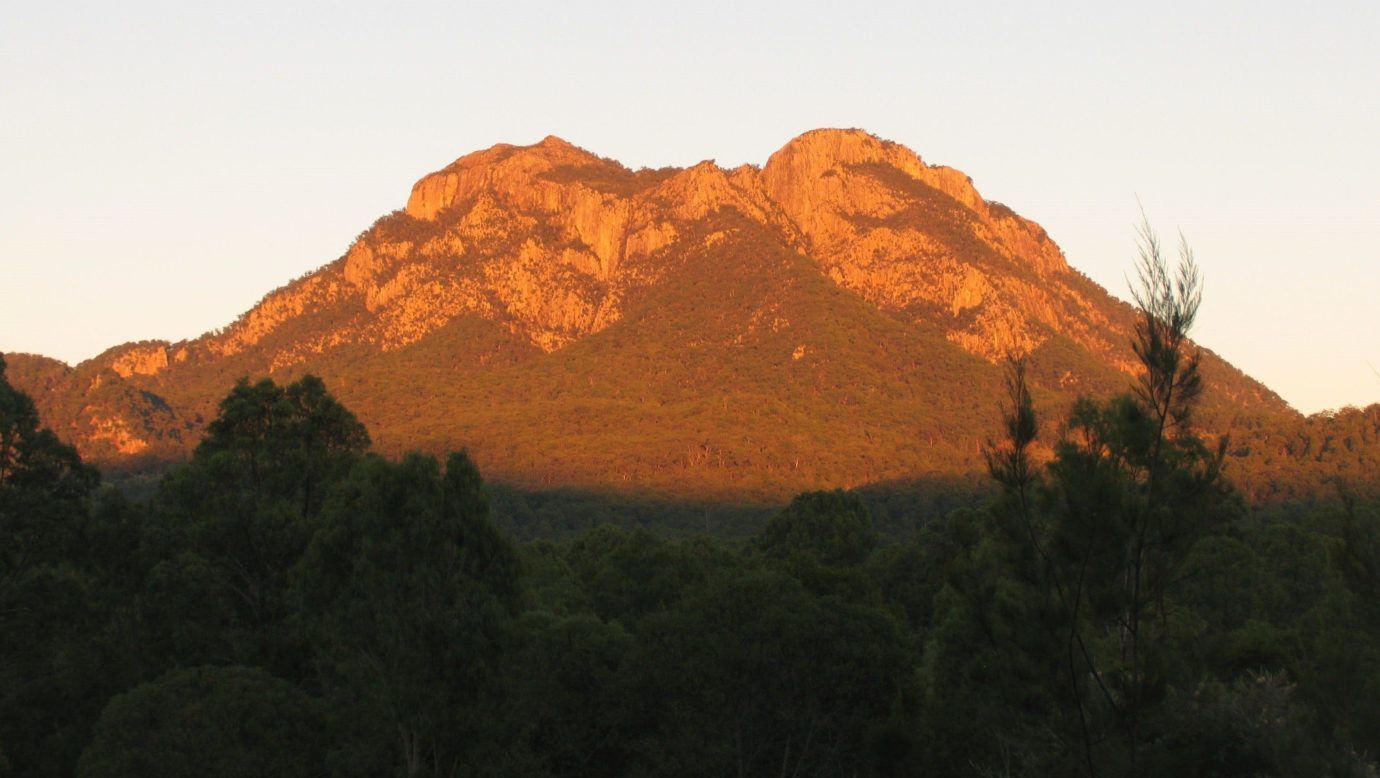 Enjoy the sunrise on Mt Maroon from your cottage.  You may like to climb the mountain later.