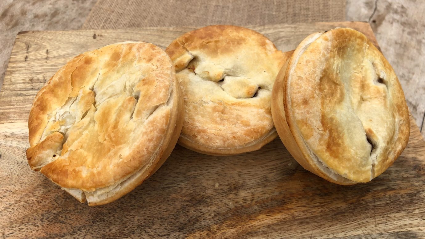 Our Running Creek Beef pies are baked locally using our delicious farm bred beef.