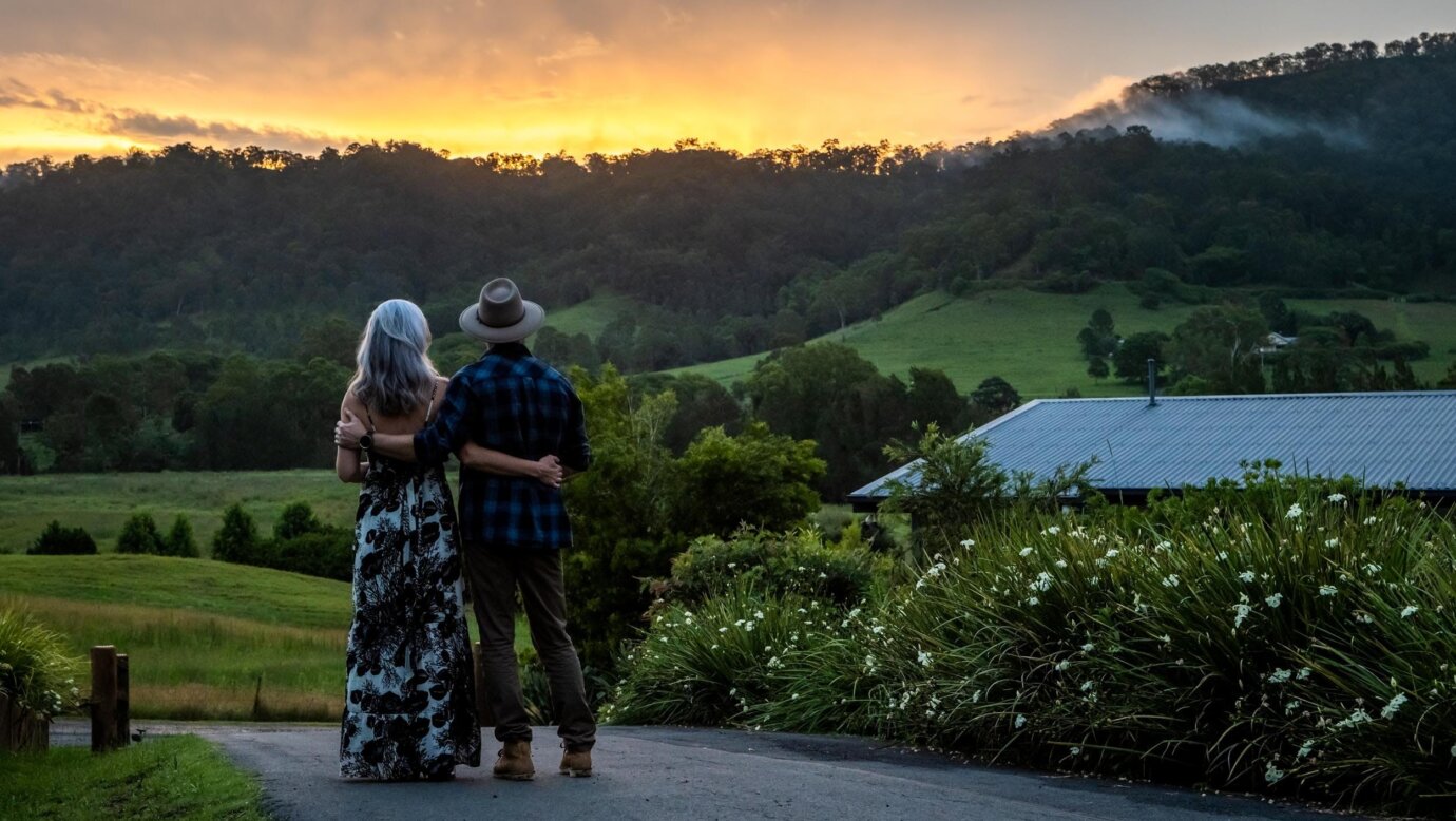 Enjoying the sun going behind the hills of the Canungra Valley