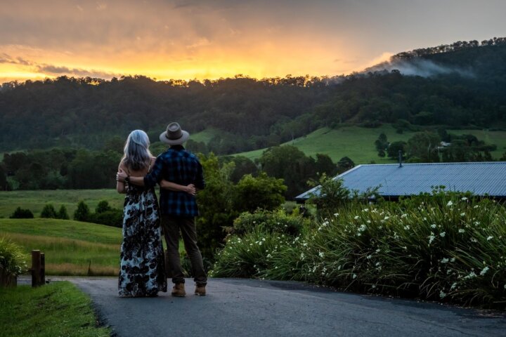 Enjoying the sun going behind the hills of the Canungra Valley