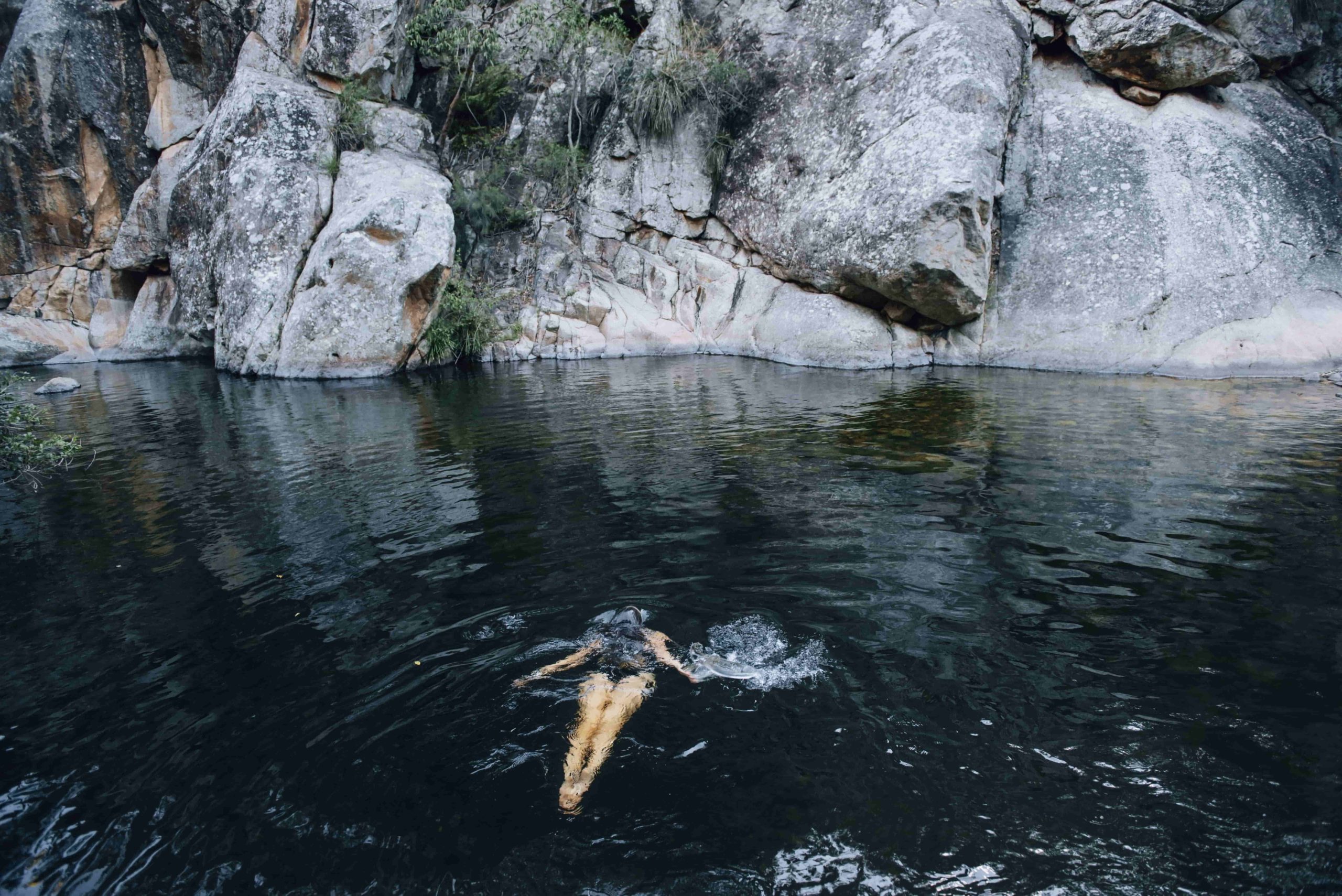 Swimming in lower portals Mt Barney National Park