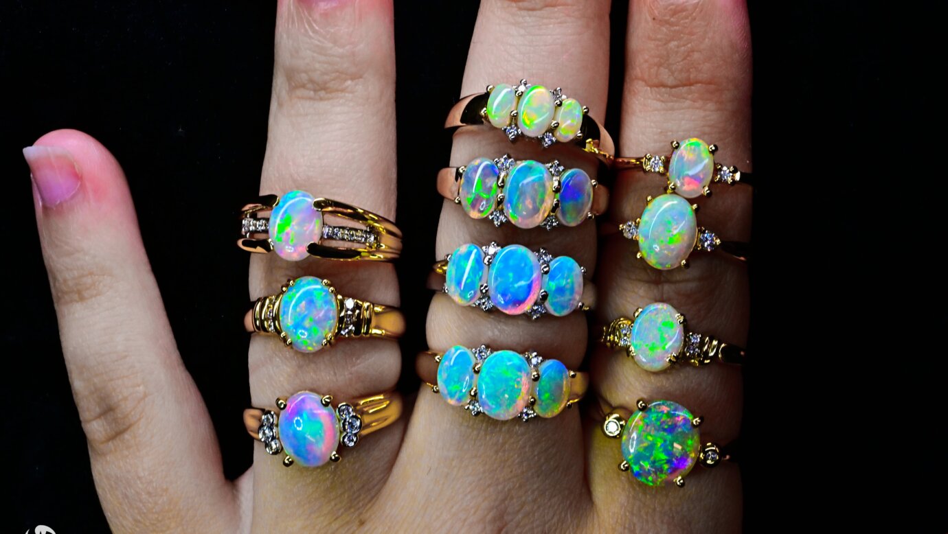 Australian Opal Gold Rings
