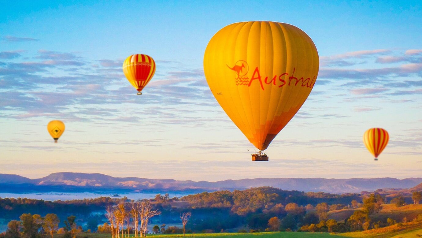 Hot Air Balloon Gold Coast flying over the Gold Coast Hinterland