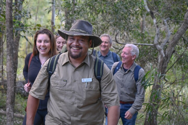 The host of Yarriba Dreaming shares his cultural knowledge with small walking groups.