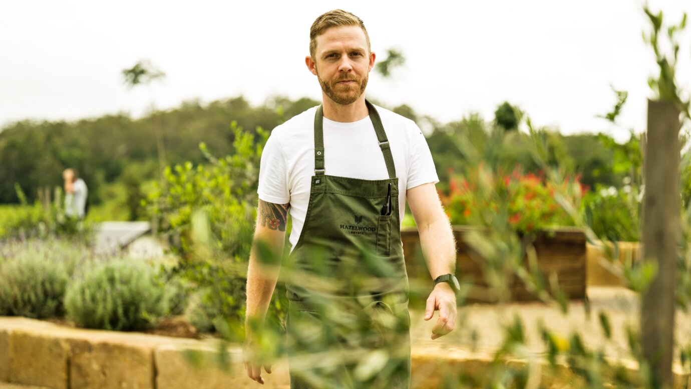 Executive Chef Simon from The Paddock restaurant in the kitchen garden