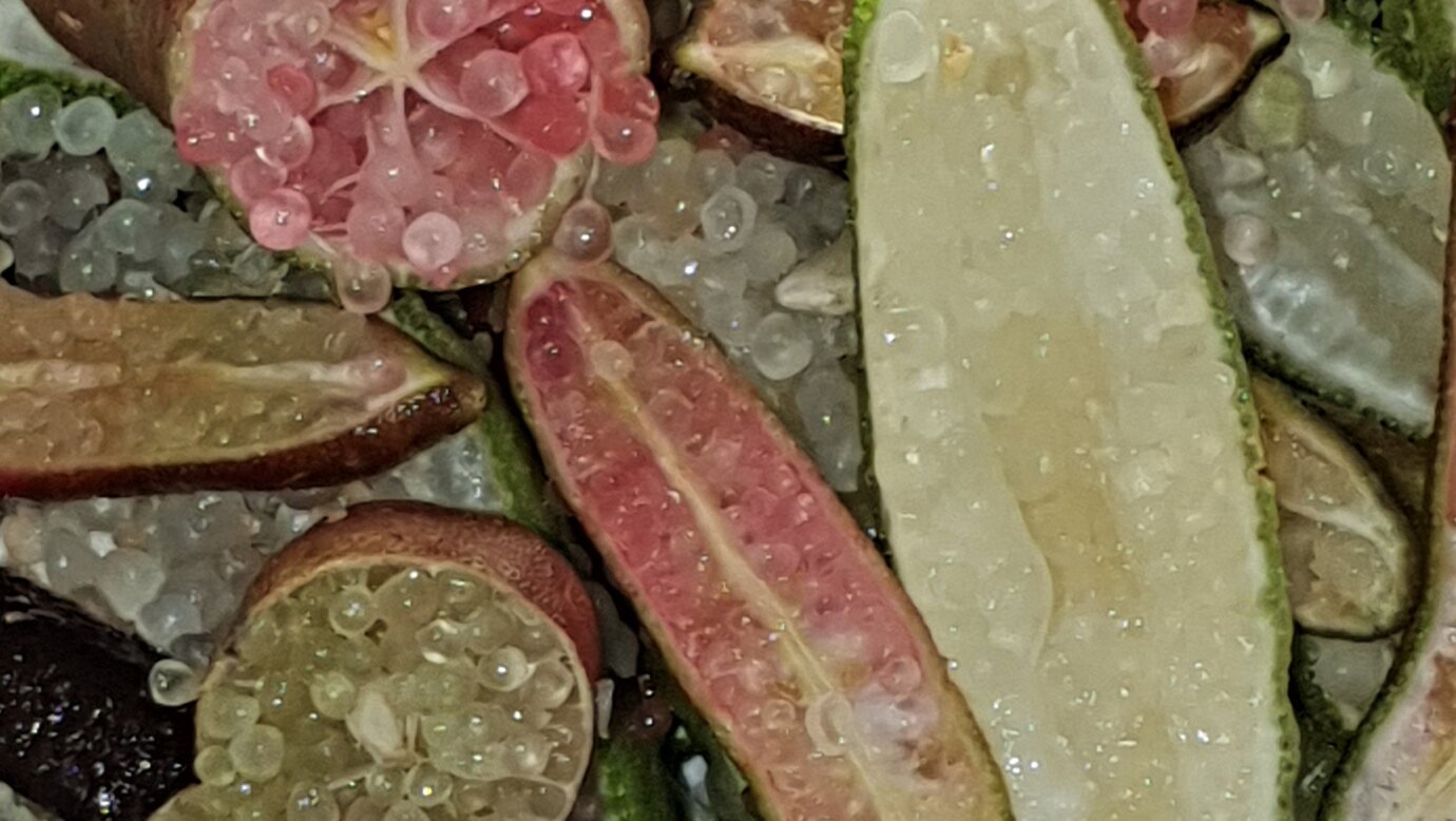 Image of cut fresh finger limes