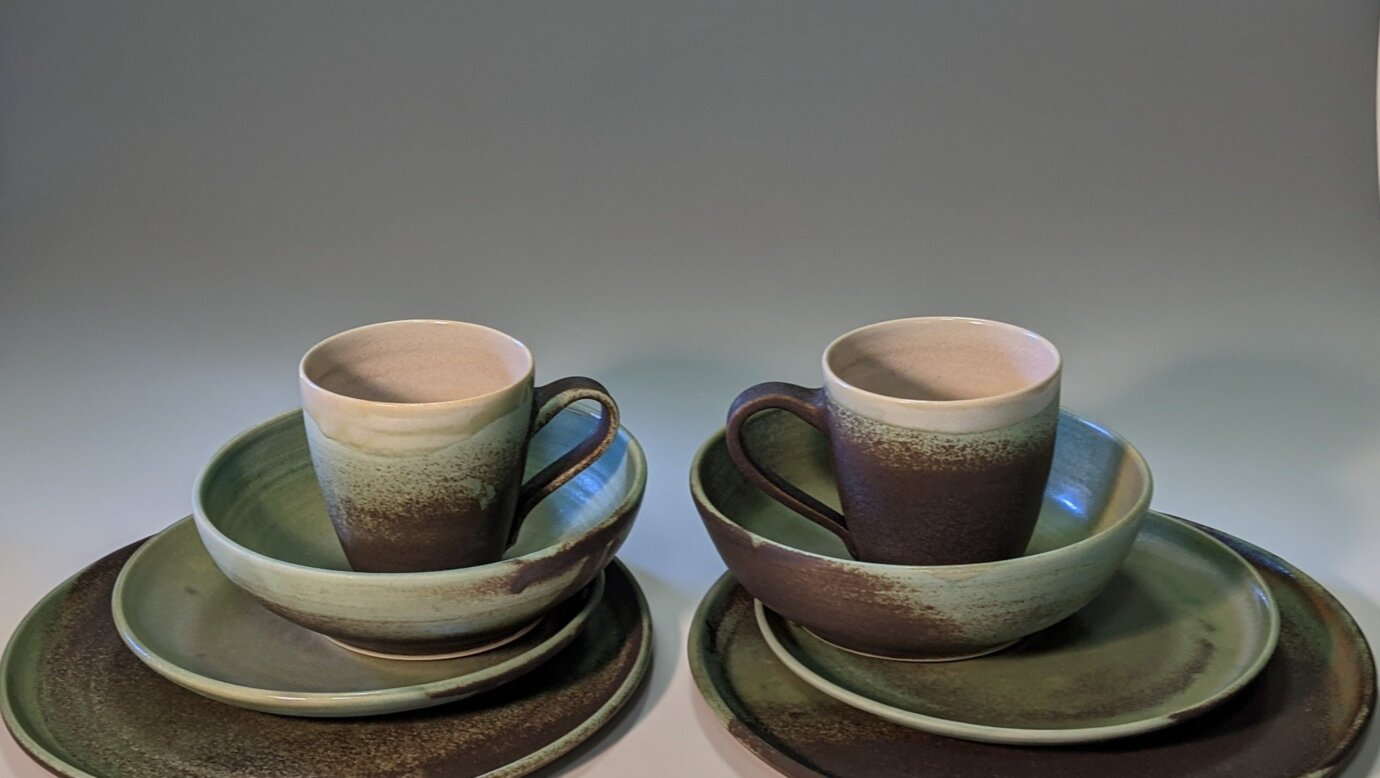 Custom Dinner set Happy Planters by Wedding Ceramics by PJ Pottery
