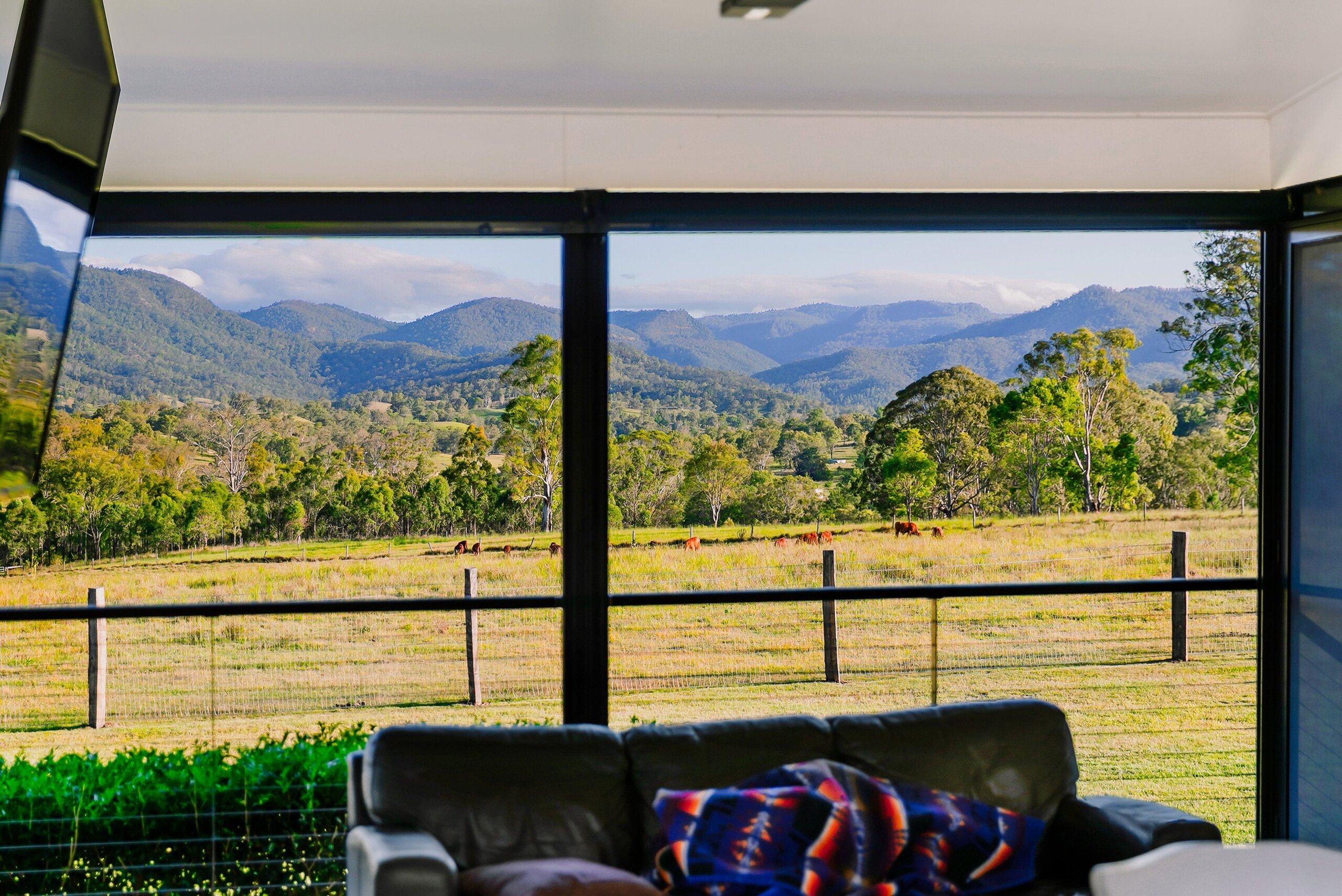 View looking south with blinds open