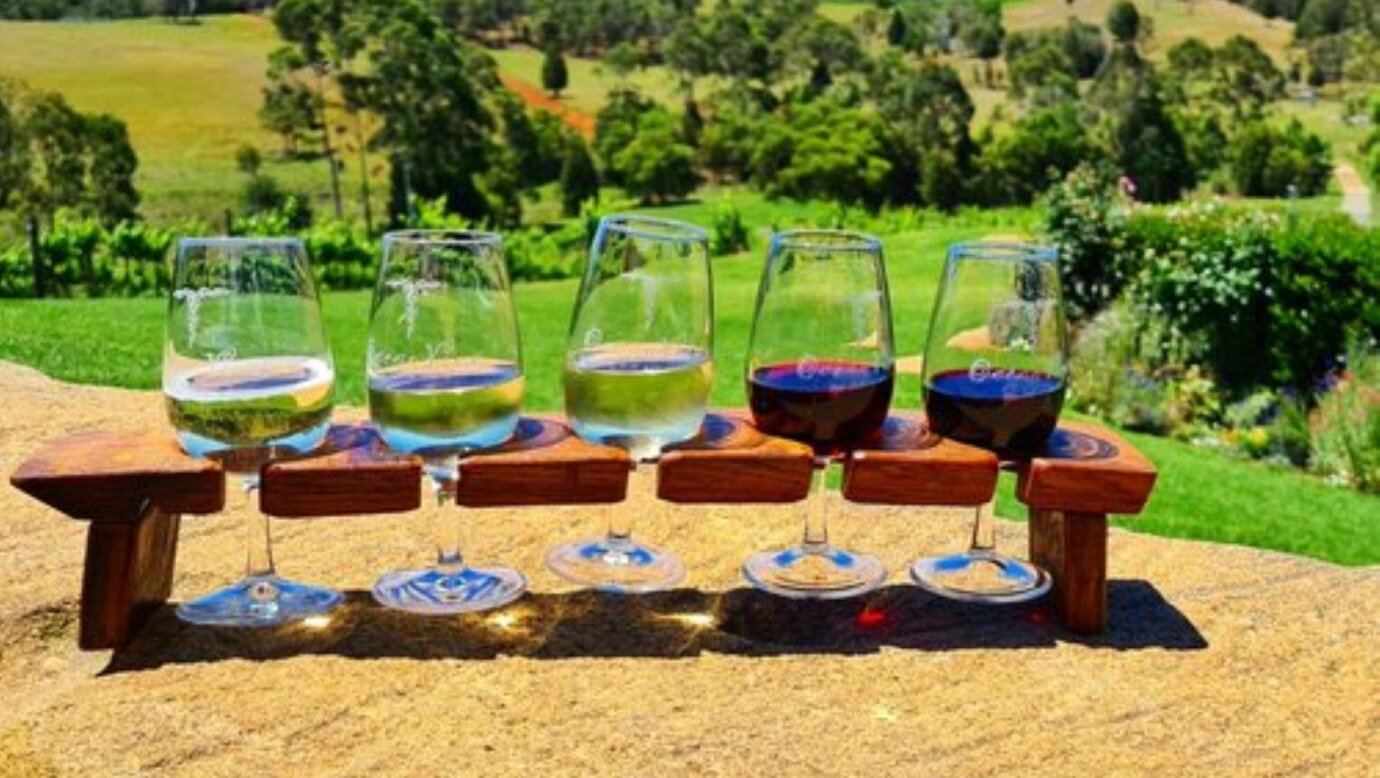 A flight of wine for your palette to taste from Oceanview Estate