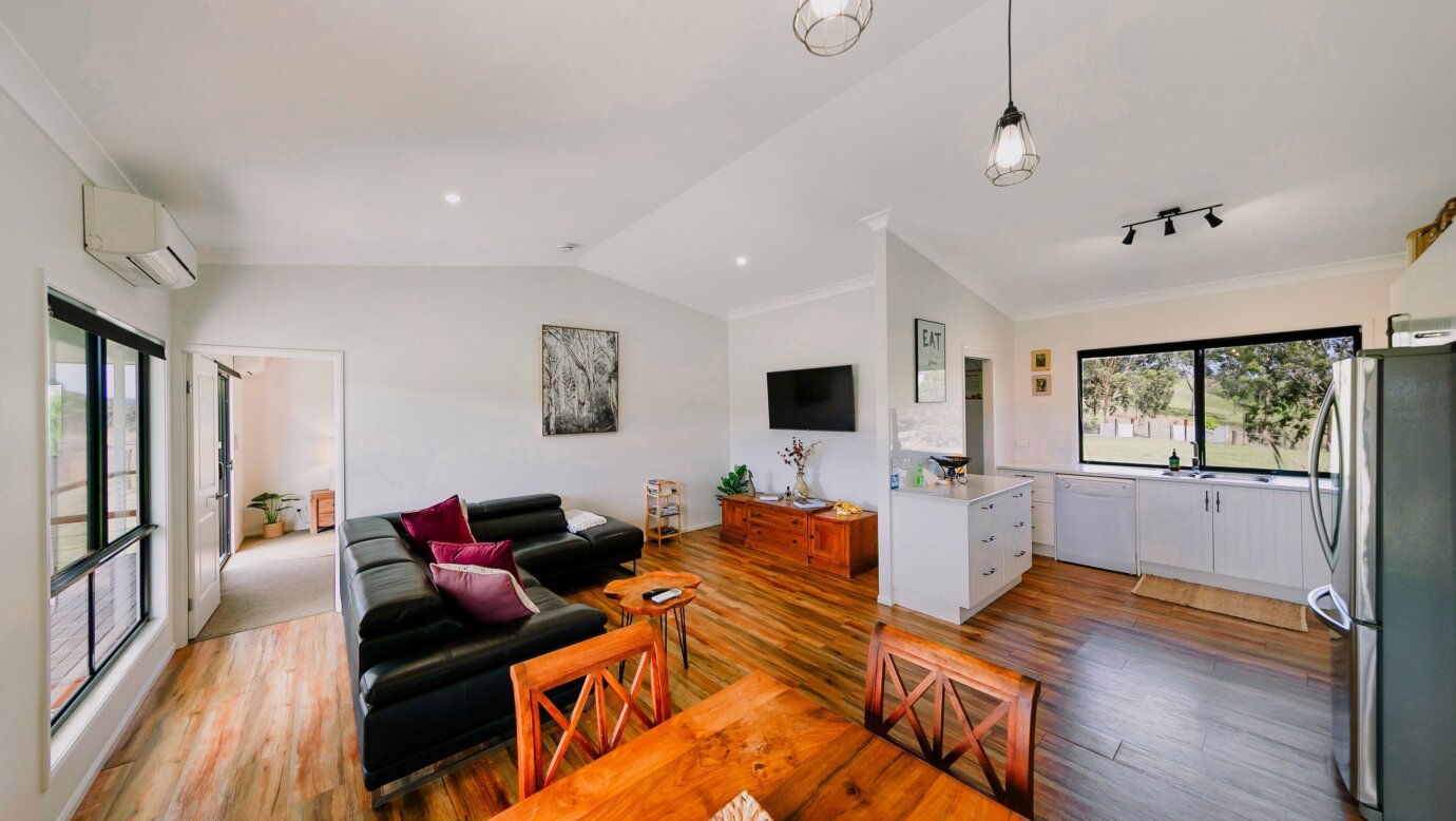 View showing lounge, kitchen and dining area