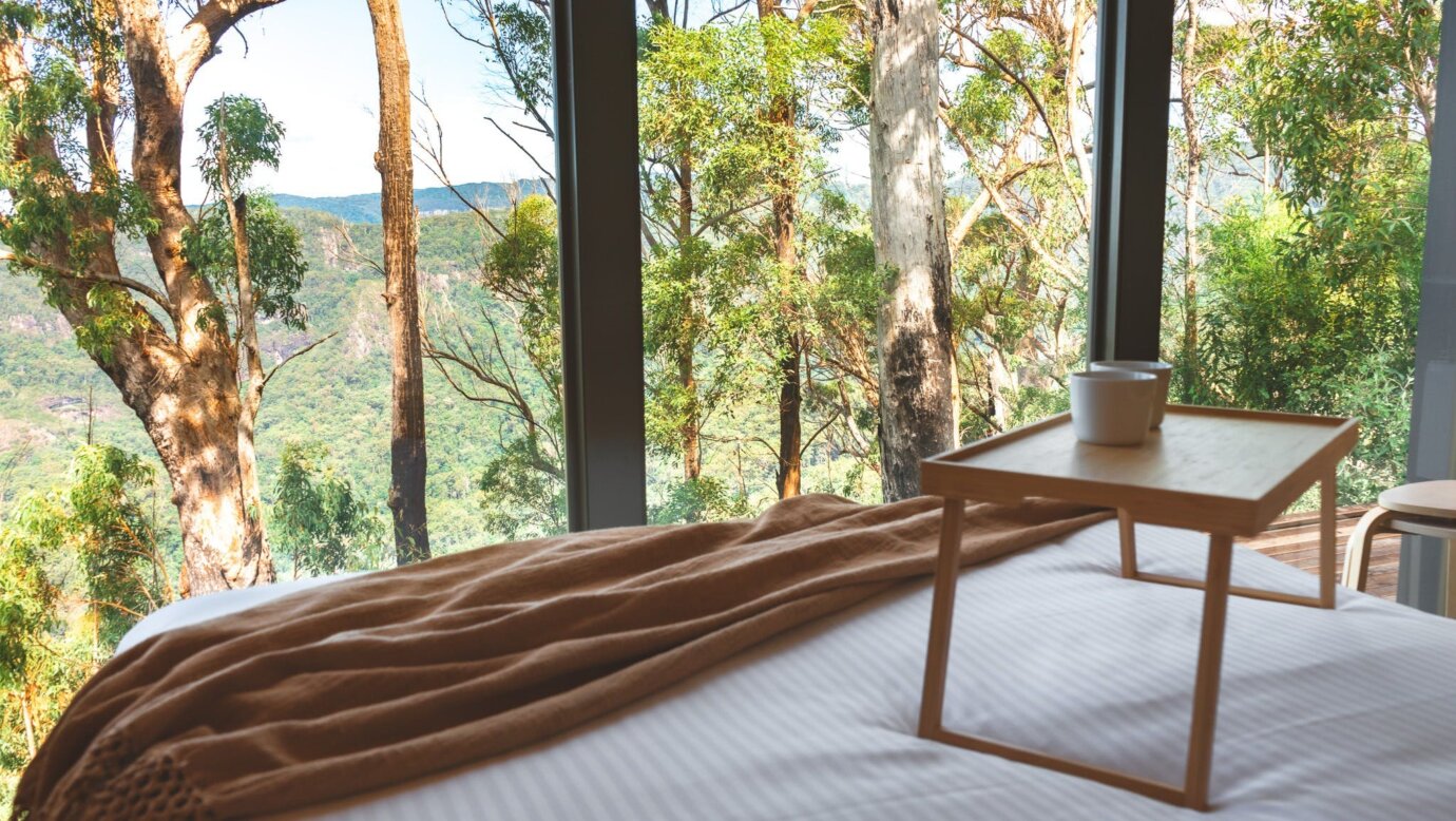 Tiny Wild House bed views.