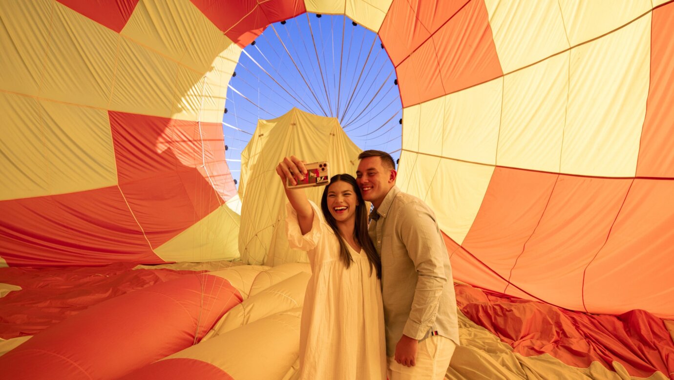 Selfies inside the Balloon after flight