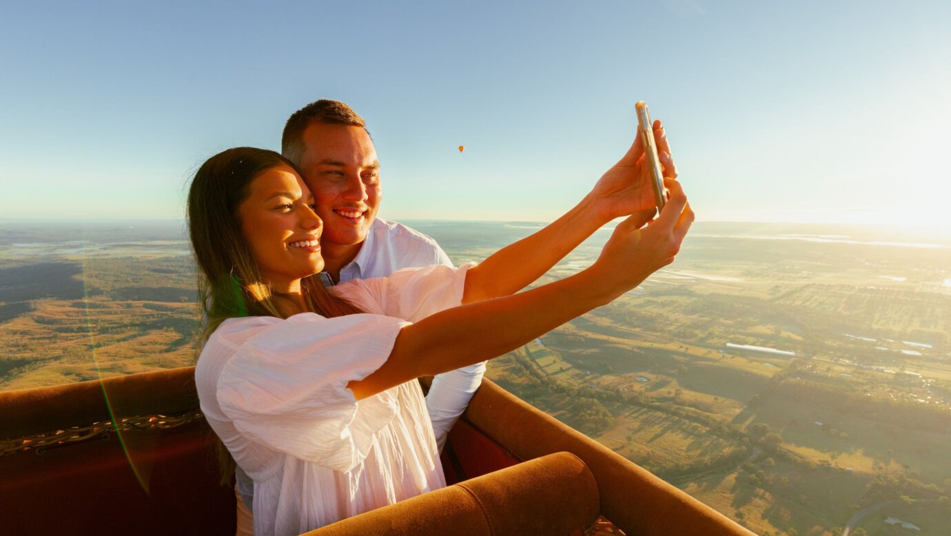 Selfie on board and floating over the Gold Coast Hinterland.
