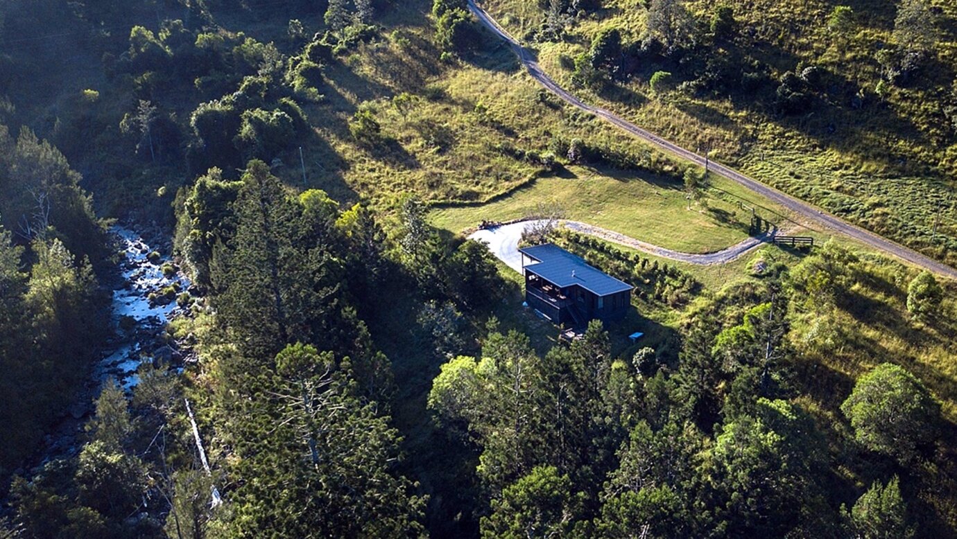 Bimbul cabin sits beside Christmas Creek and Forest