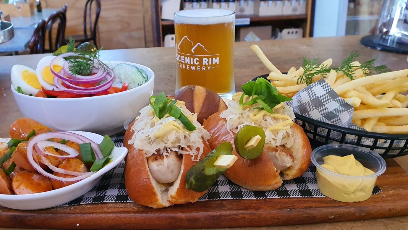 beer and food platter