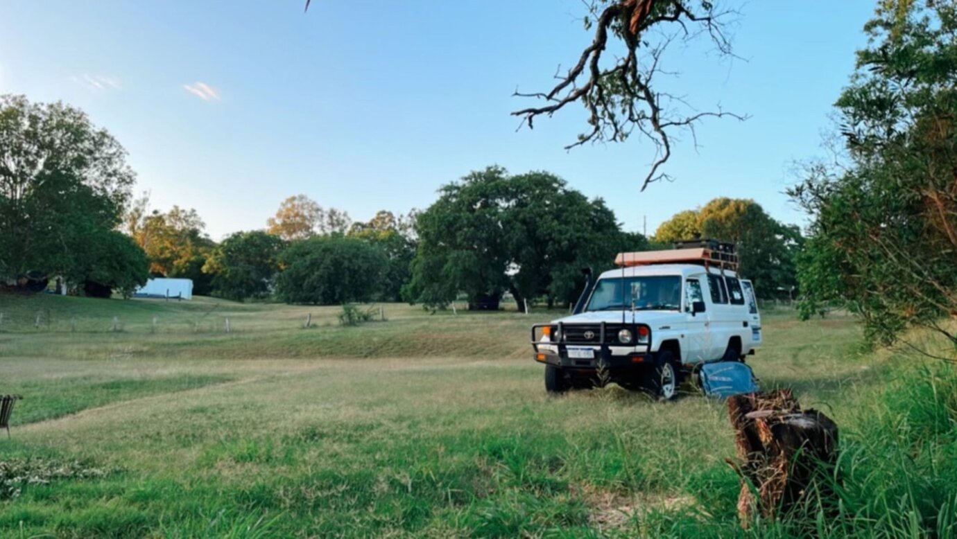 Self-contained camp vehicle set up at Teviotville Scenic Retreat