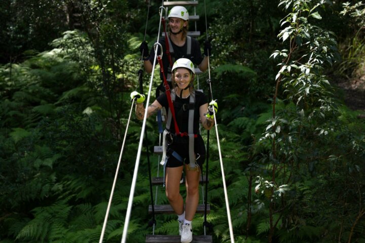High-wire adventure park with fun challenging obstacles and epic ziplines! 2-3 hours of fun!