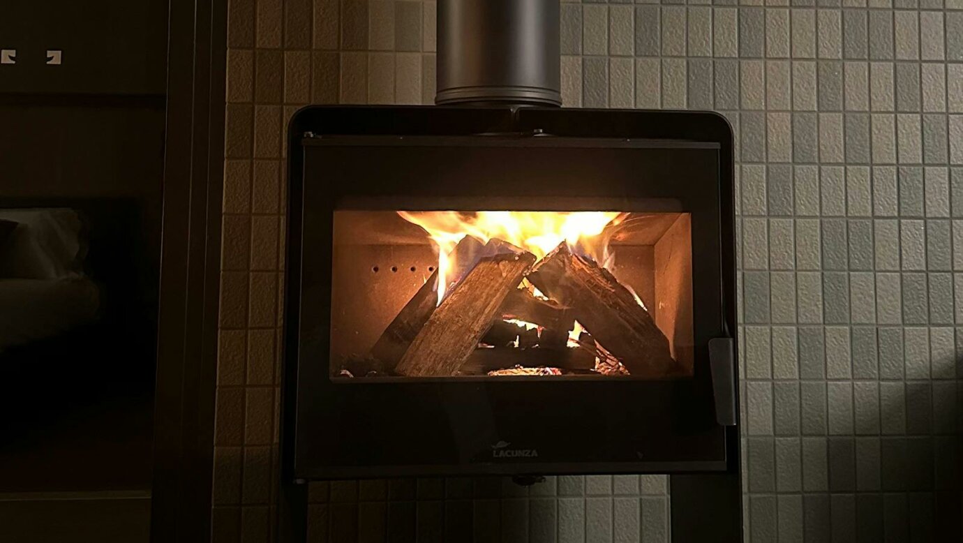 Indoor Fireplace at Pat's Farm Chalets