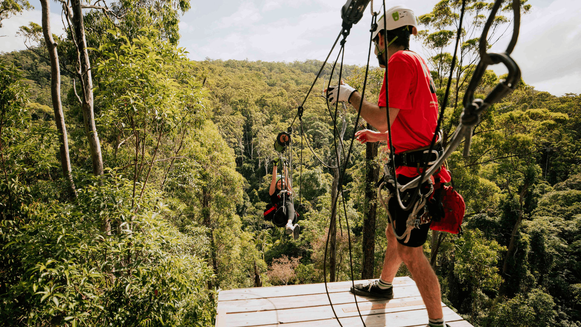 Person enjoying the Canyon Flyer Zipline Tour, Tamborine Mountain