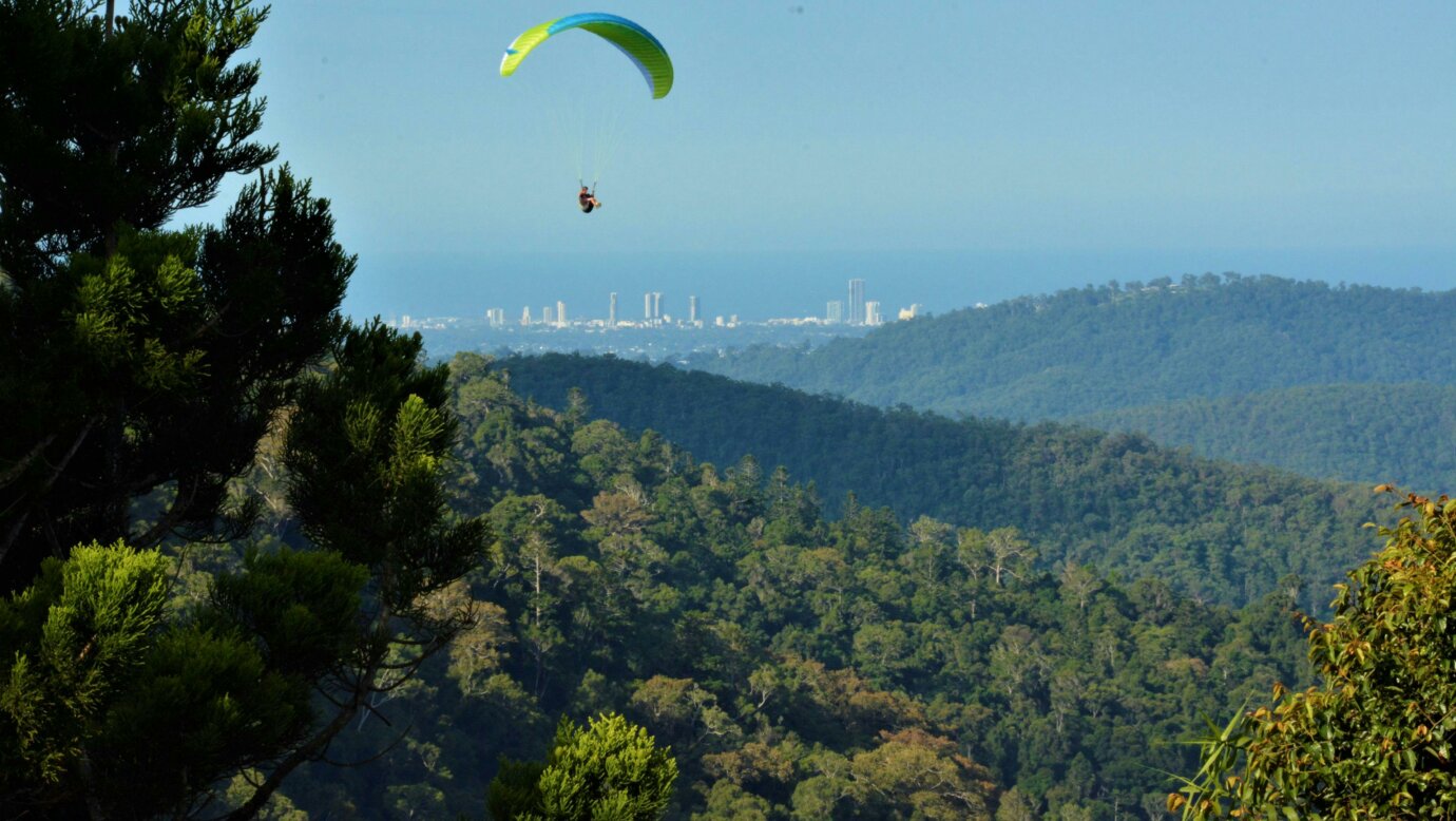 Relax on the beautiful deck overlooking Gold Coast hinterland and to the Pacific Ocean