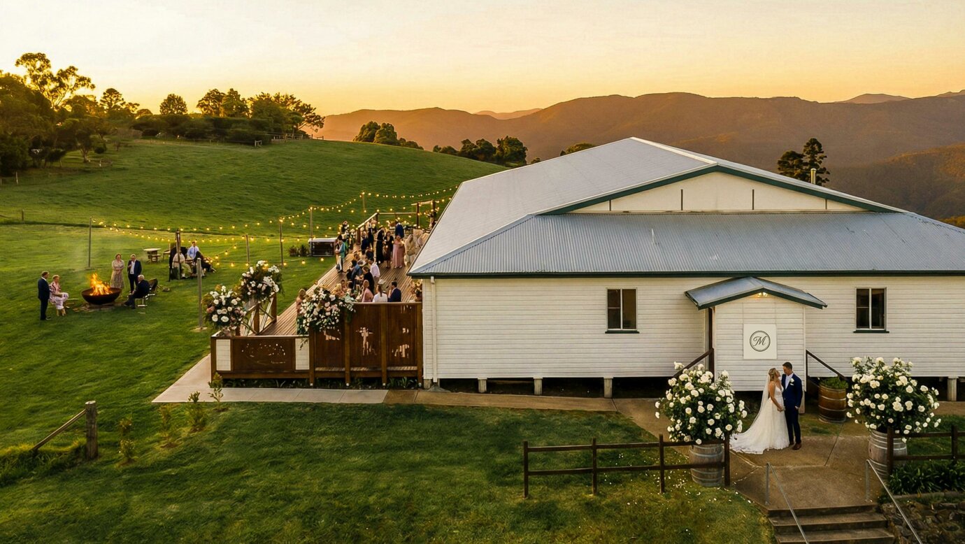 Sunset wedding at Montara Hall