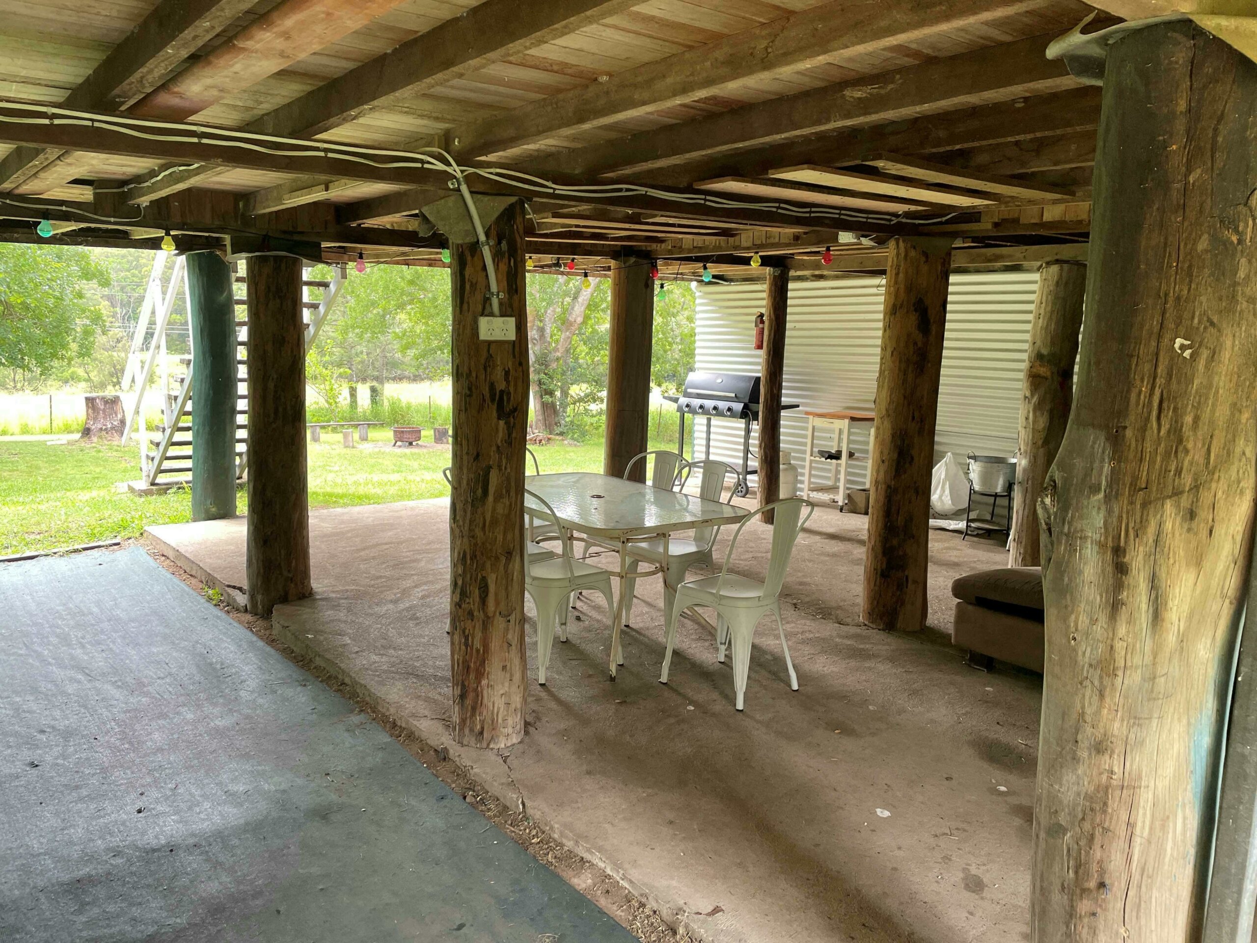 Under the cottage entertainment area