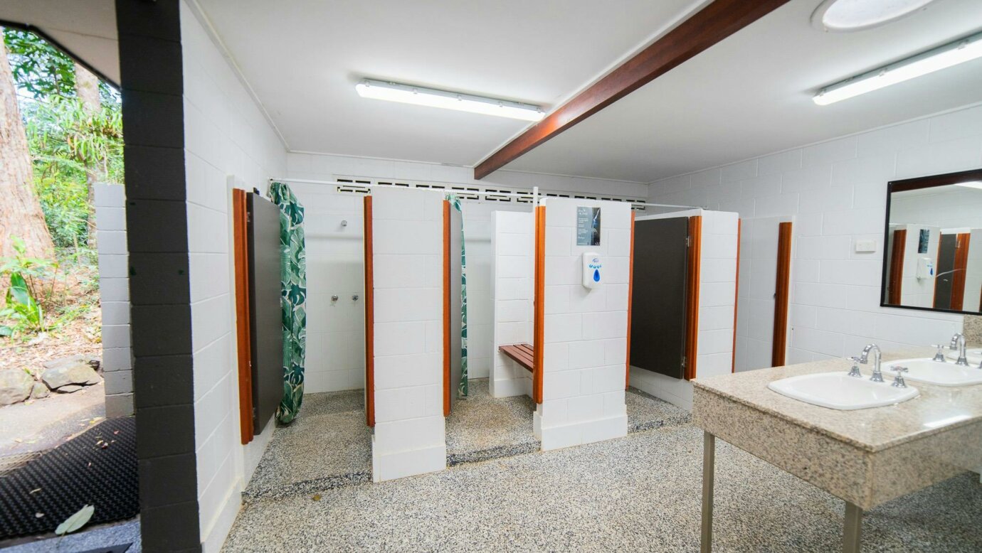 Image shows the bathrooms at the campsite