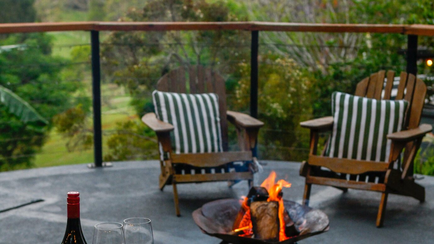 The house entertaining and fire pit