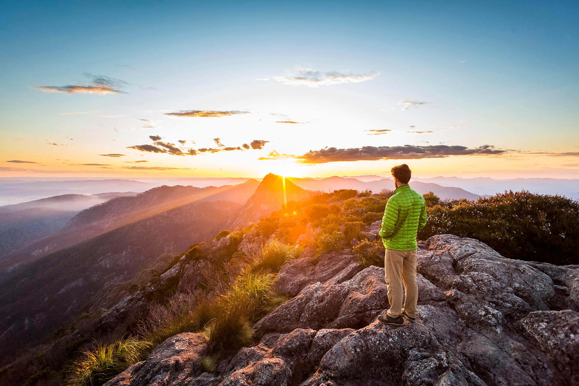 Mt Barney hiking at sunset