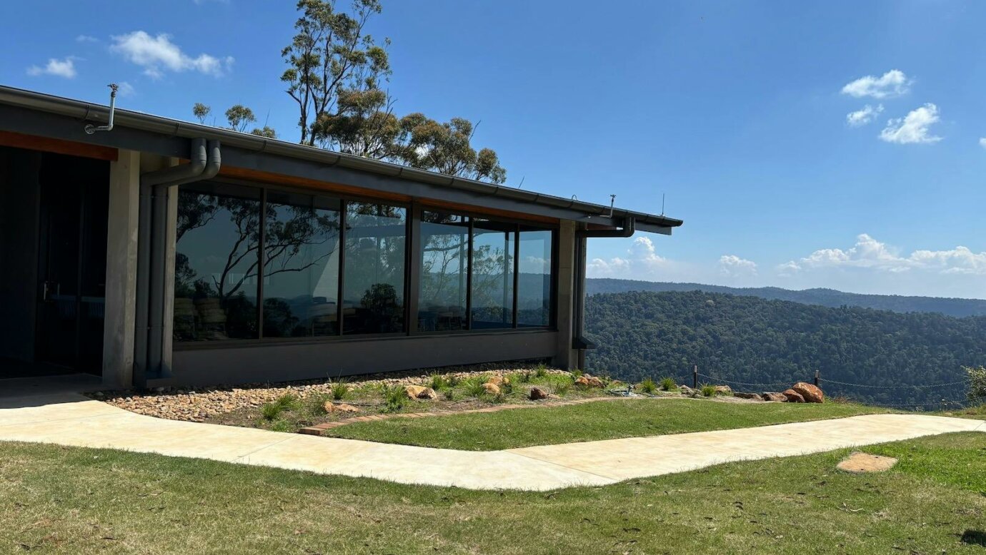 Image shows the exterior of the lodge